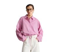 Langarmbluse MARC O'POLO DENIM "aus Papertouch-Popeline", Damen, Gr. XL, light pink, Obermaterial: 69% Baumwolle, 31% Lyocell, gestreift, oversize normal, Manschette, Blusen (60651119-XL) light pink