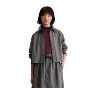 Langarmbluse MARC O'POLO DENIM "aus Viskose-Mix mit recyceltem Polyester", Damen, Gr. XS, medium grau, Obermaterial: 65% Polyester, 32% Viskose, 3% Elasthan, gestreift, bauchfrei, Manschette, Blusen (