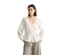 Langarmbluse MARC O'POLO DENIM, Damen, Gr. L, silky weiß, Web, Obermaterial: 100% Baumwolle, relaxed fit hüftlang, V-Ausschnitt, elastischer Bund, Blusen, Schleifendetails relaxed fit aus reiner Bio-B