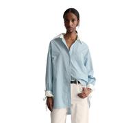 Langarmbluse MARC O'POLO DENIM, Damen, Gr. XL, blau (light blau), Web, Obermaterial: 100% Baumwolle, loose fit normal, Manschette mit Bindeband, Blusen, Streifenbluse loose aus Papertouch Popeline (76