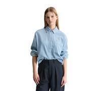 Langarmbluse MARC O'POLO DENIM "mit lässiger Bubble-Struktur", Damen, Gr. L, blau dusk, Obermaterial: 100% Baumwolle, unifarben, loose fit normal, Manschette, Blusen (20448812-L) blau dusk