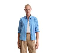 Langarmbluse MARC O'POLO "in samtiger Cord-Qualität", Damen, Gr. 40, cloudless blau, Obermaterial: 78% Baumwolle, 22% Lyocell, unifarben, Basic, regular fit normal, Langarm Manschette, Blusen (2486136