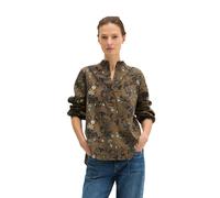 Langarmbluse MARC O'POLO "loose aus weichem Baumwollstoff", Damen, Gr. 44, braun (medium braun), Web, Obermaterial: 100% Baumwolle, bedruckt, loose fit normal, V-Ausschnitt, 1-Knopf-Manschette, Blusen