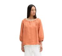 Langarmbluse MARC O'POLO "mit elastischem Ausschnitt", Damen, Gr. 36, warm orange, Obermaterial: 100% Leinen, unifarben, normal, Carmenausschnitt, Blusen (69647827-36) warm orange