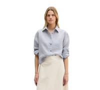 Langarmbluse MARC O'POLO "mit natürlich kühlender Funktion", Damen, Gr. 46, airy blau, Obermaterial: 100% Leinen, unifarben, regular fit normal, Doppelmanschette, Blusen (75305036-46) airy blau