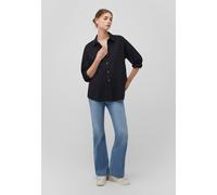 Langarmbluse MAVI "LONG SLEEVE SHIRT", Damen, Gr. M, schwarz, 70% Baumwolle, 30% Leinen, unifarben, normal normal, eng 1-Knopf-Manschette, Blusen, Bluse langarm (81410829-M) schwarz