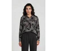 Langarmbluse MILANO ITALY, Damen, Gr. 36, mocca print, Web, Material: 100% Viskose, bedruckt, regular fit normal, hoch geschlossener Ausschnitt, Ärmel mit Ärmelschlitz 1-Knopf-Manschette, Blusen (6317