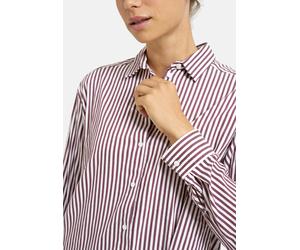 Langarmbluse MILANO ITALY, Damen, Gr. 36, rot (vino print), Web, Material: 41% Polyester, 30% Baumwolle, 26% Polyamid, 3% Elasthan, gestreift, regular fit normal, hoch geschlossener Ausschnitt, Ärmel