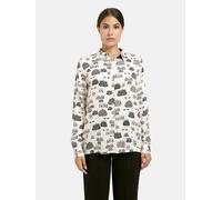 Langarmbluse MILANO ITALY, Damen, Gr. 38, cream print, Web, Material: 100% Viskose, bedruckt, regular fit normal, hoch geschlossener Ausschnitt, Ärmel mit Ärmelschlitz 1-Knopf-Manschette, Blusen, mit