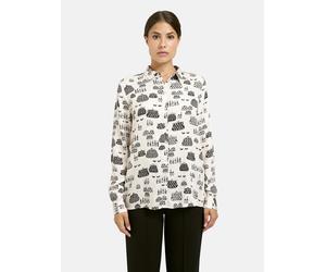 Langarmbluse MILANO ITALY, Damen, Gr. 38, cream print, Web, Material: 100% Viskose, bedruckt, regular fit normal, hoch geschlossener Ausschnitt, Ärmel mit Ärmelschlitz 1-Knopf-Manschette, Blusen, mit