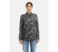 Langarmbluse MILANO ITALY, Damen, Gr. 38, mocca print, Material: 100% Viskose, animal-print, regular fit normal, hoch geschlossener Ausschnitt, Ärmel mit Ärmelschlitz 1-Knopf-Manschette, Blusen, mit K
