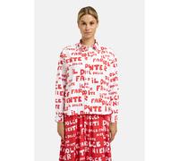 Langarmbluse MILANO ITALY, Damen, Gr. 38, weiß, Web, Material: 70% Baumwolle, 27% Polyamid, 3% Elasthan, bedruckt, regular fit normal, hoch geschlossener Ausschnitt, Ärmel mit Ärmelschlitz 1-Knopf-Man