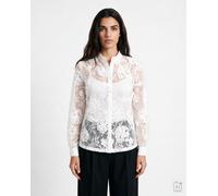 Langarmbluse MILANO ITALY, Damen, Gr. 42, weiß (pearl), Web, Material: 100% Polyester, unifarben, regular fit normal, hoch geschlossener Ausschnitt, Ärmel mit Ärmelschlitz 1-Knopf-Manschette, Blusen,