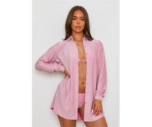 Langarmbluse MODA MINX "Lumiere", Damen, Gr. L, pink, 85% Polyester, 8% Elasthan, 7% Metall, unifarben, lang, ohne Ausschnitt, Blusen, mit tollem Schimmer (91727044-L) pink