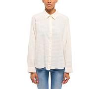 Langarmbluse MUSTANG "Damen Style Bellflower", Damen, Gr. 40, weiß 2013, Web, 80% Baumwolle, 20% Leinen, kariert, loose fit, Blusen (40693635-40) weiß 2013