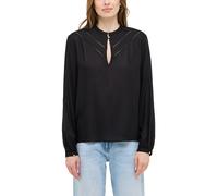 Langarmbluse MUSTANG "Damen Style Elsberry", Damen, Gr. 40, schwarz (schwarz 4185), Web, 100% Modal, unifarben, regular fit, Rundhals, Blusen Langarmbluse (84153630-40)