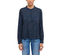 Langarmbluse MUSTANG "Damen Style Emma", Damen, Gr. 42, blau 12839, Chiffon, 100% Modal, geblümt, regular fit normal, Rundhals, Blusen (85828829-42) blau 12839