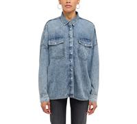 Langarmbluse MUSTANG "Damen Style Ruby", Damen, Gr. 44, blau 300, Twill, 60% Lyocell, 40% Baumwolle, unifarben, oversize, Blusen Langarmbluse (87527223-44)