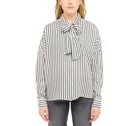 Langarmbluse MUSTANG "Damen Style Ruby", Damen, Gr. 44, weiß 12819, Twill, 100% Modal, gestreift, oversize, Blusen Langarmbluse (70274013-44)