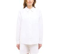 Langarmbluse MUSTANG "Damen Style Willow", Damen, Gr. 36, weiß (weiß 2045), Web, 75% Baumwolle, 25% Leinen, unifarben, relaxed fit, Blusen Langarmbluse (43154815-36)