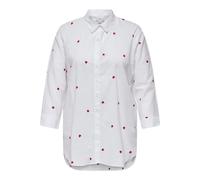 Langarmbluse ONLY CARMAKOMA "CARNEW LINA GRACE LS EMB SHIRT WVN NOOS", Damen, Gr. 52, hellweiß aop:heart, Web, Obermaterial: 100% Baumwolle, bestickt, regular fit normal, Blusen, Baumwolle (61467241-5
