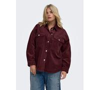 Langarmbluse ONLY CARMAKOMA "CARTIGGY L/S CORD SHACKET PNT NOOS", Damen, Gr. 44, rot (fudge), Cord, Obermaterial: 100% Baumwolle, unifarben, loose fit normal, 1-Knopf-Manschette, Blusen, Baumwolle, Co