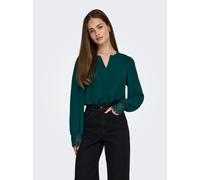 Langarmbluse ONLY "ONLCERENA METTE L/S LACE VNECK TOP WVN", Damen, Gr. XL, ponderosa pine, Web, Obermaterial: 100% Polyester, unifarben, regular fit normal, V-Ausschnitt, Blusen, Kunstfaser, regular f