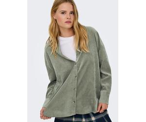 Langarmbluse ONLY "ONLMARIKE LIFE L/S CORD LOOSE SHIRT PNT", Damen, Gr. S, grün (smokey olive), Web, Obermaterial: 88% Polyester, 10% Nylon, 2% Elasthan, unifarben, loose fit, Blusen (44209505-S) smok