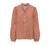 Langarmbluse ONLY "ONLRAYA L/S SHIRT WVN", Damen, Gr. S, burnt henna aop:maya boho, Web, Obermaterial: 100% Viskose, bedruckt, regular fit normal, V-Ausschnitt, Blusen, Viskose, regular fit (49464320-