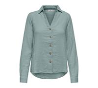Langarmbluse ONLY "ONLTHYRA LIFE L/S REGULAR SHIRT NOOS WVN", Damen, Gr. L, abyss, Web, Obermaterial: 100% Baumwolle, unifarben, regular fit hüftbedeckend, V-Ausschnitt, Blusen (50625008-L) abyss