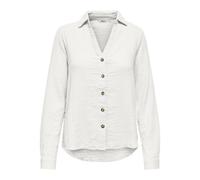 Langarmbluse ONLY "ONLTHYRA LIFE L/S REGULAR SHIRT NOOS WVN", Damen, Gr. L, cloud dancer, Web, Obermaterial: 100% Baumwolle, unifarben, regular fit hüftbedeckend, V-Ausschnitt, Blusen (93903664-L) clo