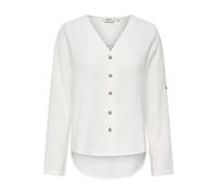 Langarmbluse ONLY "ONLTHYRA LIFE V-NECK L/S SHIRT NOOS WVN", Damen, Gr. M, weiß (cloud dancer), Web, Obermaterial: 100% Baumwolle, unifarben, regular fit Po-bedeckend, Blusen, Baumwolle, regular fit (