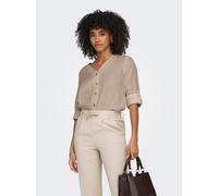 Langarmbluse ONLY "ONLTHYRA LIFE V-NECK L/S SHIRT NOOS WVN", Damen, Gr. S, oxford tan, Web, Obermaterial: 100% Baumwolle, unifarben, regular fit Po-bedeckend, Blusen, Baumwolle, regular fit (90416266-