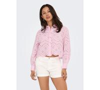 Langarmbluse ONLY "ONLVALAIS L/S SHIRT WVN NOOS", Damen, Gr. S, pink lady, Web, Obermaterial: 100% Baumwolle, unifarben, loose fit taillenlang, Blusen Langarmbluse (53657215-S)