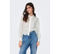 Langarmbluse ONLY "ONLVALAIS L/S SHIRT WVN NOOS", Damen, Gr. XS, weiß (cloud dancer), Web, Obermaterial: 100% Baumwolle, unifarben, loose fit taillenlang, Blusen Langarmbluse, Topseller (10684021-XS)