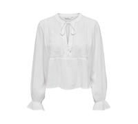 Langarmbluse ONLY "ONLVICKY LIFE L/S EMB TOP WVN NOOS", Damen, Gr. S, cloud dancer, Web, Obermaterial: 100% Polyester, unifarben, regular fit normal, V-Ausschnitt, Blusen (37497004-S) cloud dancer