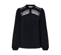 Langarmbluse ONLY "ONLYOHANNA LIFE FR L/S LACE TOP WVN CS", Damen, Gr. S, schwarz, Web, Obermaterial: 100% Polyester, unifarben, regular fit, Blusen (65067622-S) schwarz