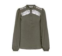 Langarmbluse ONLY "ONLYOHANNA LIFE FR L/S LACE TOP WVN CS", Damen, Gr. XS, grün (kalamata), Web, Obermaterial: 100% Polyester, unifarben, regular fit, Blusen (43564766-XS) kalamata