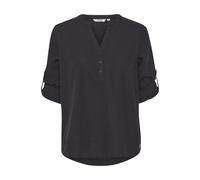 OXMO OXAnja Damen Bluse Tunika Langarm Leinenmix Regular Fit, Farbe: Black (200451), Größe: 38