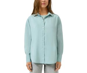 Langarmbluse QS, Damen, Gr. 36, blau (light petrol), Web, Obermaterial: 85% Modal, 15% Polyamid, unifarben, bequem Po-bedeckend, Rundhals, 2-Knopf-Manschette, Blusen, mit Knopfleiste (65214556-36) lig