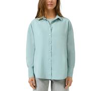 Langarmbluse QS, Damen, Gr. 38, blau (light petrol), Web, Obermaterial: 85% Modal, 15% Polyamid, unifarben, bequem Po-bedeckend, Rundhals, 2-Knopf-Manschette, Blusen, mit Knopfleiste (65214556-38) lig