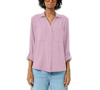 Langarmbluse QS, Damen, Gr. 40, light pink, Web, Obermaterial: 100% Polyester, unifarben, tailliert hüftbedeckend, V-Ausschnitt, mit Knopf krempelbar,mit Knöpfen, Blusen Langarmbluse, mit Knopfleiste