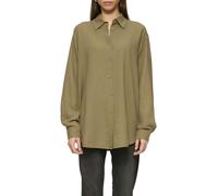 Langarmbluse QS, Damen, Gr. 42, grün, Web, Obermaterial: 55% Leinen, 45% Viskose, unifarben, bequem Po-bedeckend, Rundhals, Blusen, aus einem Leinenmix mit Viskose (33907030-42) grün