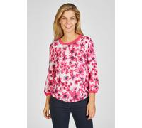 Langarmbluse RABE, Damen, Gr. 42, pink (magenta), Obermaterial: 100% Viskose, regular fit, Rundhals, Blusen Langarmbluse, mit auffälligem Blumenmuster (37309052-42)