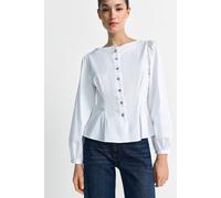 Langarmbluse RICHROYAL, Damen, Gr. 34, weiß, Web, Obermaterial: 100% Baumwolle, tailliert normal, Rundhals, Blusen Langarmbluse (58331114-34)