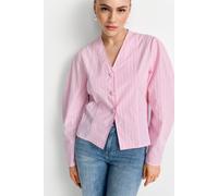 Langarmbluse RICHROYAL, Damen, Gr. 36, rosa (soft orchid), Web, Obermaterial: 100% Baumwolle, gestreift, figurumspielend hüftlang, V-Ausschnitt, Puffärmel,mit Knopf, Blusen, leicht tailliert, aus rein