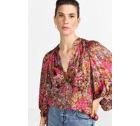 Langarmbluse RICHROYAL, Damen, Gr. 40, rot (ruby glow), Web, Obermaterial: 100% Viskose, tiefer V-Ausschnitt, Blusen Langarmbluse, gemustert, aus fließendem Material, Ballonärmel (42725260-40)