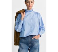 Langarmbluse RICHROYAL, Damen, Gr. 40, skyway blau, Web, Obermaterial: 100% Baumwolle, Rundhals, Manschette, Blusen Langarmbluse, gestreift, mit Rüschendetails am Kragen (95784167-40)