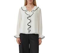 Langarmbluse S.OLIVER BLACK LABEL, Damen, Gr. 40, weiß, Web, Obermaterial: 100% Polyester. Futter: 100% Viskose, unifarben, casual, regular fit taillenbedeckt, V-Ausschnitt, Langarm elastischer Bund, 