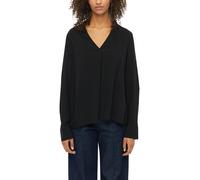 Langarmbluse S.OLIVER BLACK LABEL, Damen, Gr. 42, schwarz, Web, Obermaterial: 100% Viskose, unifarben, weit hüftbedeckend, V-Ausschnitt, Blusen, mit V-Ausschnitt (89518269-42) schwarz